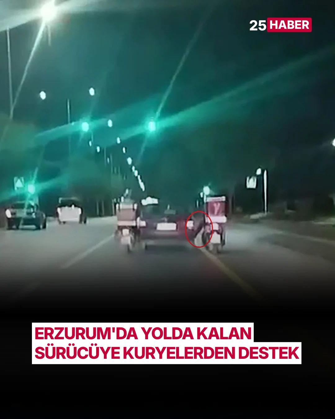 erzurumda yolda kalan surucuye kuryelerden destek